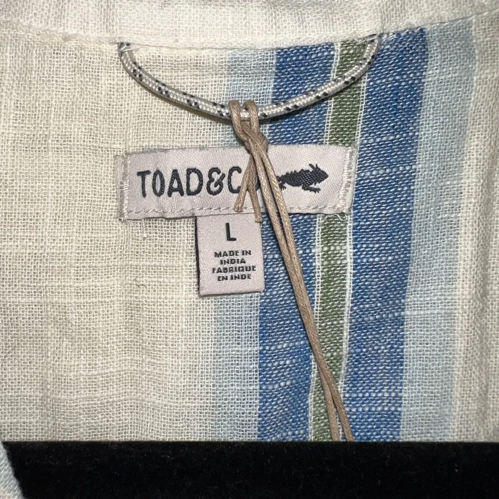 NWT Toad &Co Camp Cove Short Sleeve Cotton Romper Salt Trio Stripe‎ Size Large
